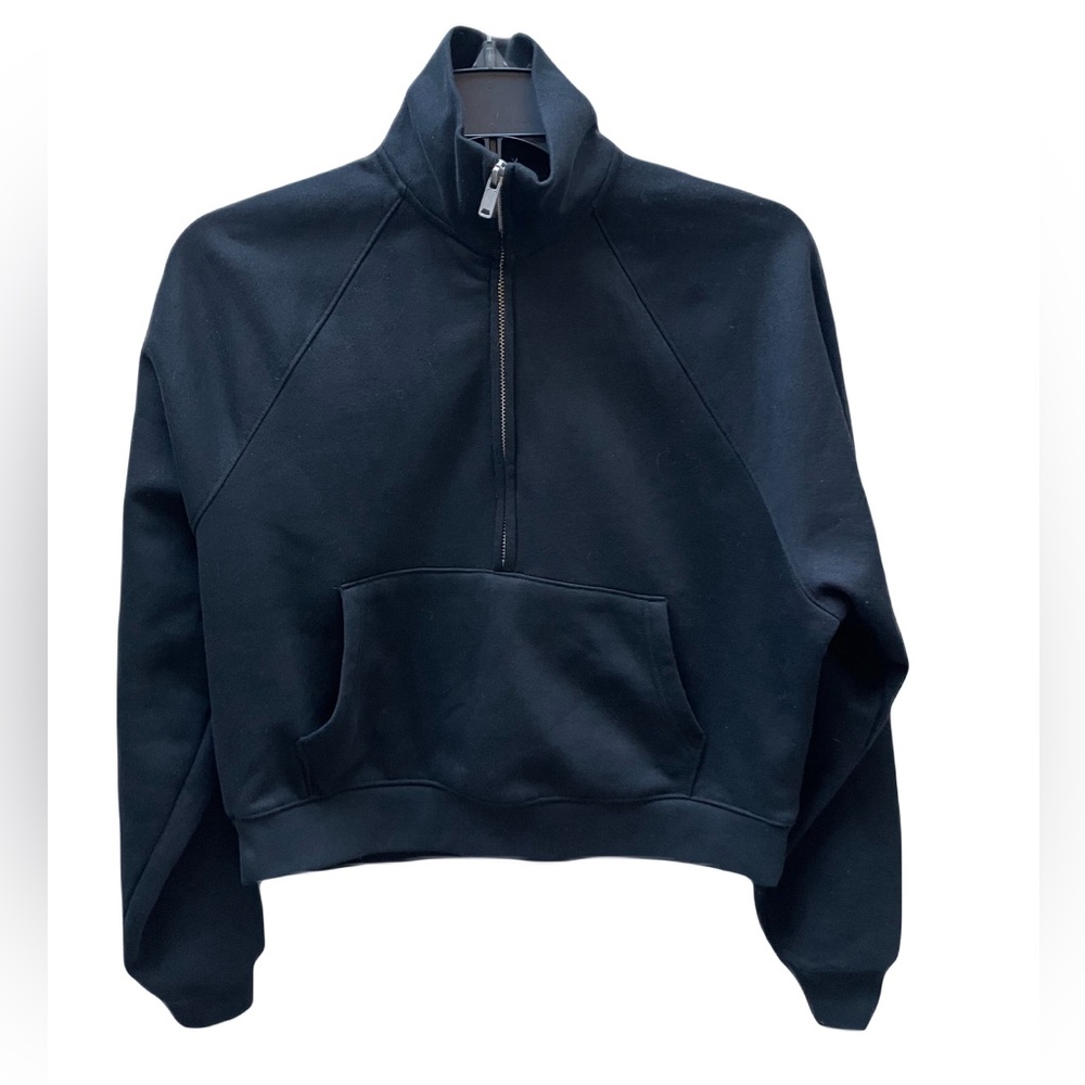 ❤️ GAP VINTAGE SOFT BLACK CROPPED HALF-ZIP SWEATSHIRT SIZE XXS